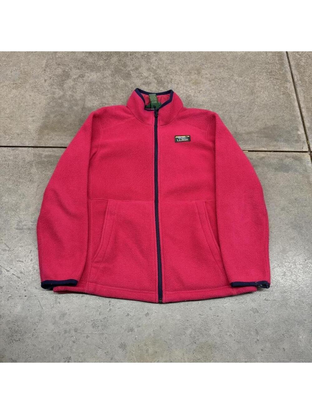 vintage l.l. bean hot pink full zip fleece jacket size xl WOMENS